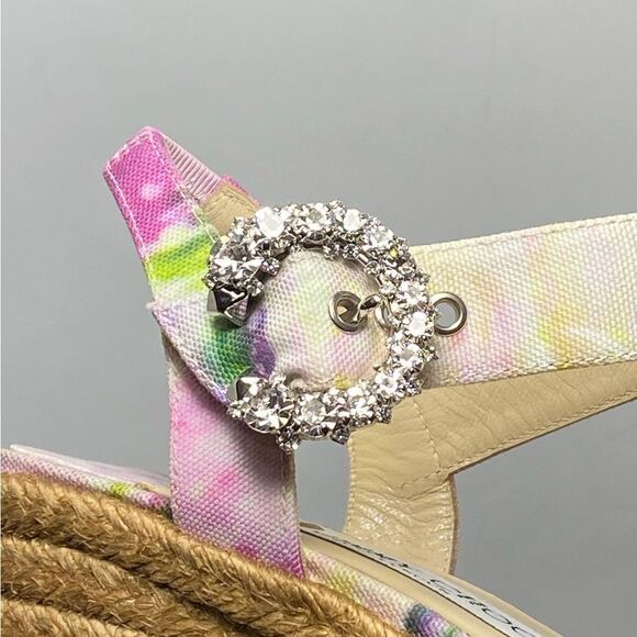 Jimmy Choo Crystal Embellished Wedges sandals size 37 - Picture 9 of 12